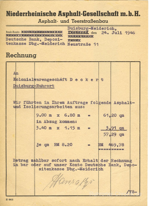Alte Rechnungen : Zeitraum: 1946-1960