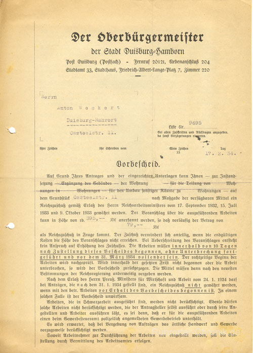 Alte Schriftstücke : Jahr: 17.02.1934